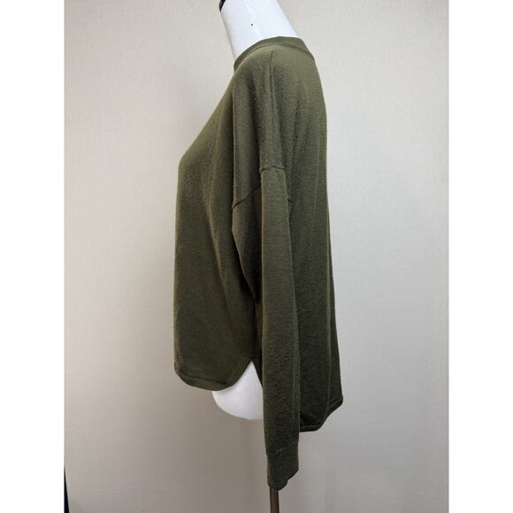 Madewell 100% Merino Wool Sweater Women's Size M Green Lightweight 3/4 Sleeve - Picture 6 of 12
